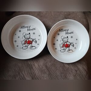 Mickey Mouse Christmas Sketch Dinner Bowls Set Of 2 New